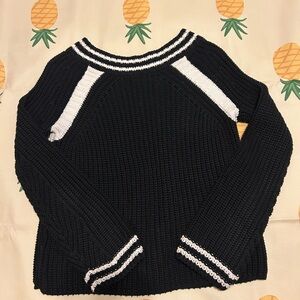 525 America 100% Cotton Black and White Crew Neck Sweater